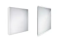 Nimco Zrcadla - Koupelnové podsvícené LED zrcadlo 80x70 cm, zaoblené, aluminium ZP 17003