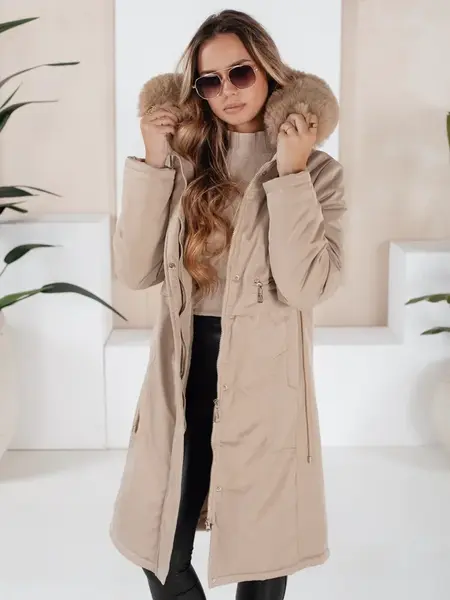 Damska kurtka parka zimowa NARVENA beżowa Dstreet