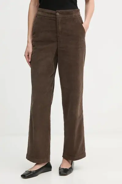 Manšestrové kalhoty United Colors of Benetton černá barva, high waist, 4HA2DF07I