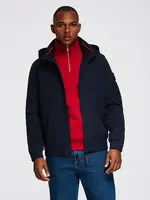 Ombre Men's jacket with hood and high collar - navy blue