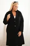Kesi Włoski Dámsky kabát Plus Size s vlnou a veľkým golierom čierny
