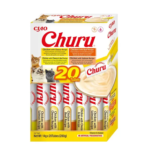 Inaba Cat Ciao Churu krémový a kurací výber mačacích pochúťok 4 x (20 x 14 g)