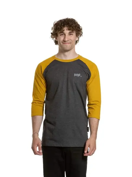 Meatfly pánské tričko s dlouhým rukávem Kennedy Raglan Charcoal Heather / Mustard | Šedá | Velikost S | 100% bavlna