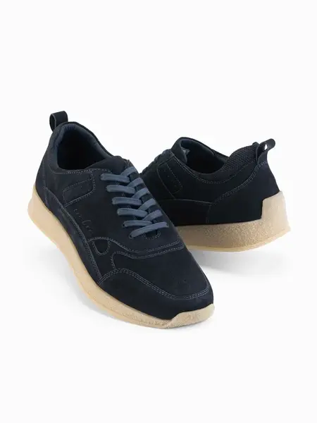 Ombre Men's lightweight suede sports style sneakers - navy blue