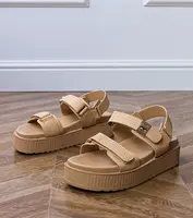 Gemre Beige platform sandals with Velcro straps Areka