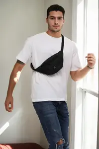 72422 Dewberry Unisex 2 Compartment Shoulder and Waist Bag-BLACK