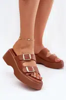 Boto Dámské Pantofle Na Klínku A Platformě S Přezkami Camel Nitarelia