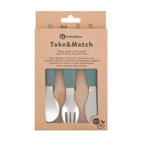 PETITE&MARS Sada příborů z nerezové oceli Take&Match Misty Green 12m+