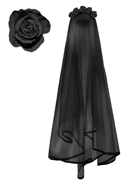 Čelenka čierna s extra dlhým závojom 80cm