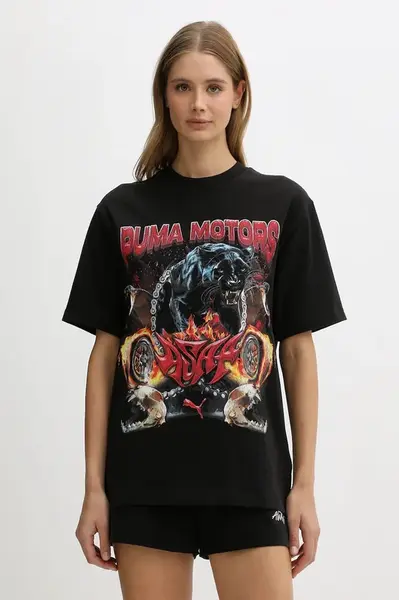 Bavlněné tričko Puma x A$AP ROCKY dámské, černá barva, 636188