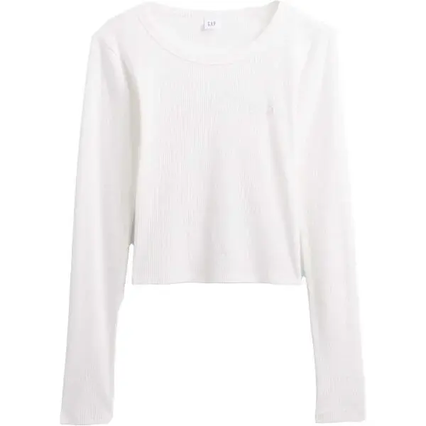 GAP V-JPN LS RIB TEE Dámske crop tričko, biela, veľkosť