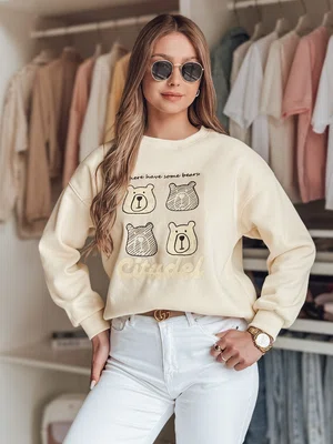 Bluza damska oversize z misiami MISOBEARS ecru Dstreet