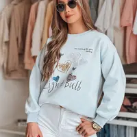 Bluza damska oversize z sercami PINKNOTE niebieska Dstreet
