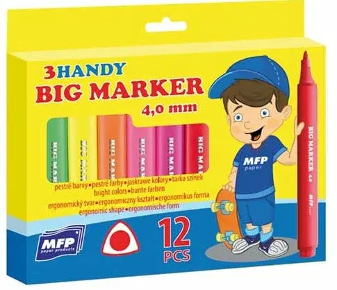 Popisovače Jumbo 12 ks barev 4,0mm trojhranné