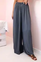 Kesi Włoski Široké dámské kalhoty s elastickým pasem grafit