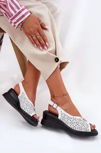 Kožené Děrované Sandály Dámské Na Klínu Vinceza