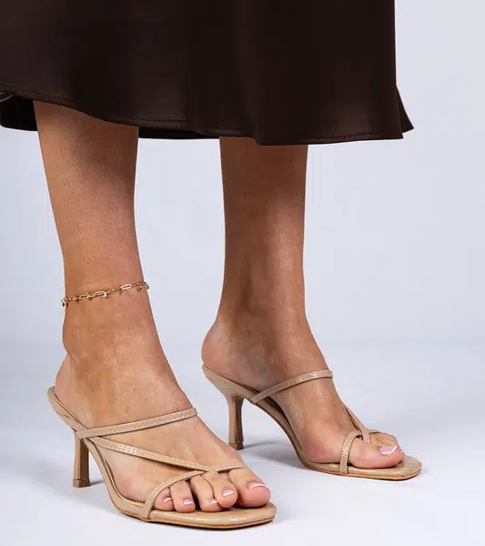 Gemre Beige elegant heeled mules Kapilon