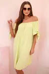 Kesi Włoski Dámské viskózové šaty s vázáním na rukávech pistáciové