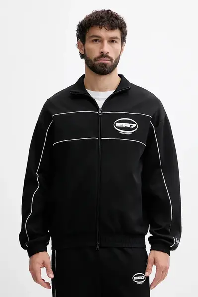 Mikina EA7 Emporio Armani pánská, černá barva, s potiskem, AF12660.7M000985