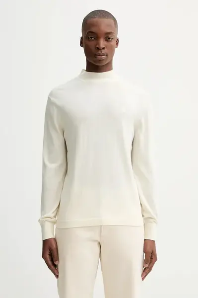 Vlněný svetr Calvin Klein pánský, béžová barva, LV04LE309G