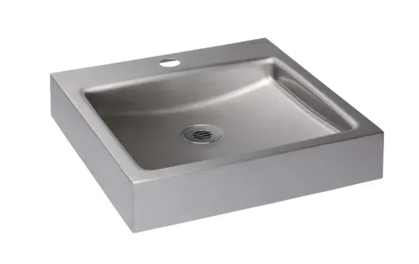 Sanela Umývadlá z nehrdzavejúcej ocele - Umývadlo 40x41 cm, bez prepadu, s otvorom na batériu, nerezová SLUN 73