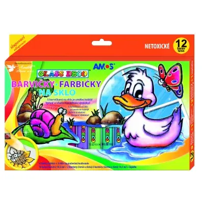 Barvy na sklo sada 13 ks 10,5 ml + fólie a šablony