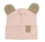 Baby Nellys Dvouvrstvá žebrovaná čepička s oušky boucle medvídek - růžová