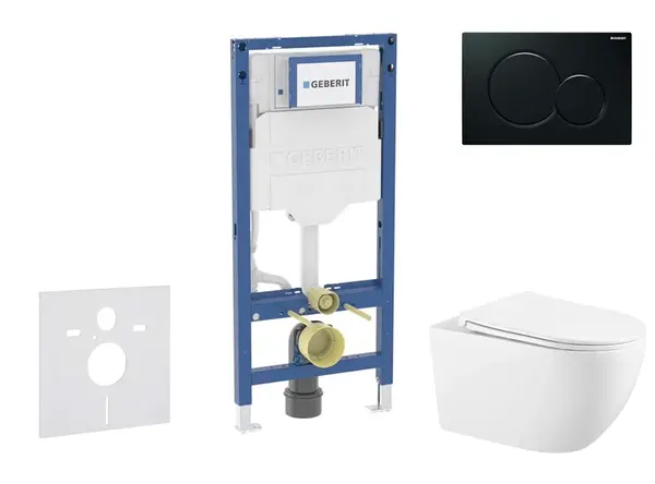Geberit Duofix - Set predstenovej inštalácie, klozetu Gaia a dosky softclose, tlačidlo Sigma01, čierna SANI11CA5134B