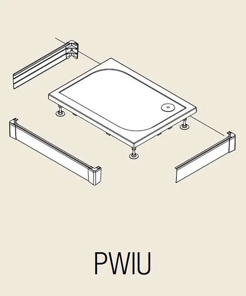 RONAL Marblemate - Hliníkový přední panel pro čtvercovou vaničku, U-panel, 3 strany, 900 x 900 mm - vanička černá matná PWIU90909006