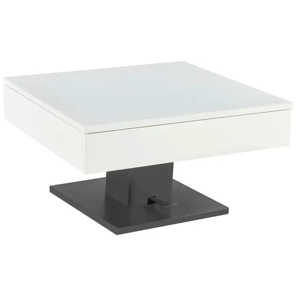 Livetastic KONFERENČNÍ STOLEK, černá, bílá, kov, sklo, kompozitní dřevo, 80/80/47 cm