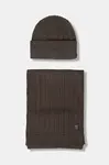 Čepice a šála s přídavkem vlny Joop! hnědá barva, 30048148