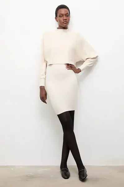 Šaty a sveter Answear.LAB béžová farba