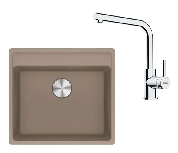 Franke Sety - Kuchynský set G255KA, fragranitový drez MRG 610-52 RTL a batéria FS 3230.031, kašmír/chróm 114.0700.706