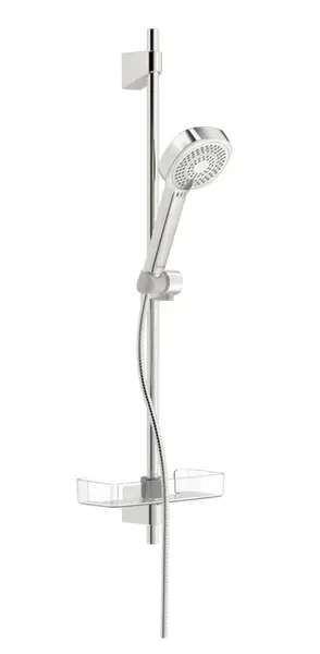 Hansa Basicjet - Set sprchovej hlavice, 3 prúdy, hadice a tyče s poličkou, chróm 44770131