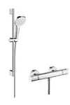 Hansgrohe Croma Select E - Sprchový set Vario s termostatom, 3 prúdy, sprchová tyč 65 cm, biela/chróm 27081400