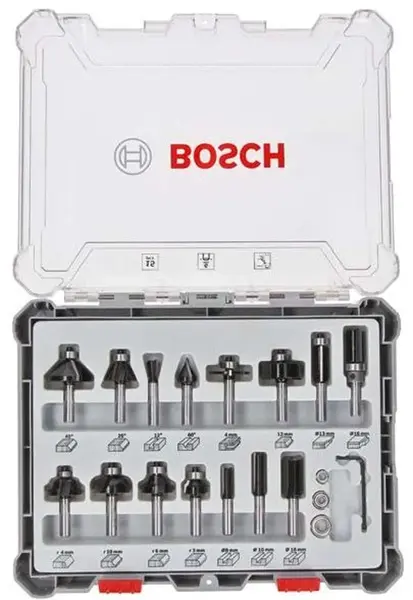 Bosch Príslušenstvo - 15-dielna súprava frézovacích bitov 2607017471