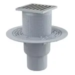 Alcadrain Odtokové kanálky - Podlahová vpust přímá 11x11 cm, průměr 5/8 cm, vodní zápachová uzávěra, nerez/plast APV203