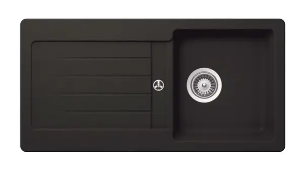 SCHOCK Typos - Granitový drez, 86x44 cm, s ovládaním odtoku, Ónyx TYPD100SAGON