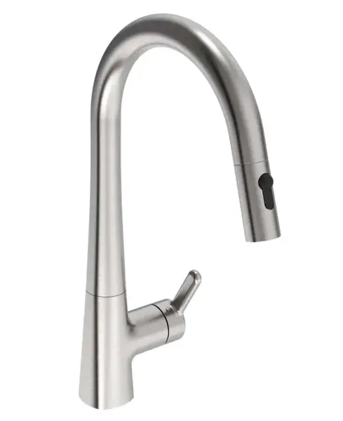 Hansa Designo - Dřezová baterie s výsuvnou sprškou, broušená ocel 5136228380