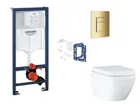 Grohe Rapid SL - Set predstenovej inštalácie, klozetu, dosky SoftClose, tlačidla Skate Cosmopolitan a súpravy na vhadzovanie tabliet, Triple Vortex, C