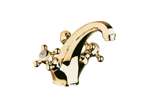 Kludi Adlon - Umývadlová batéria s dvoma kohútmi, s výpusťou, zlatá 510104520