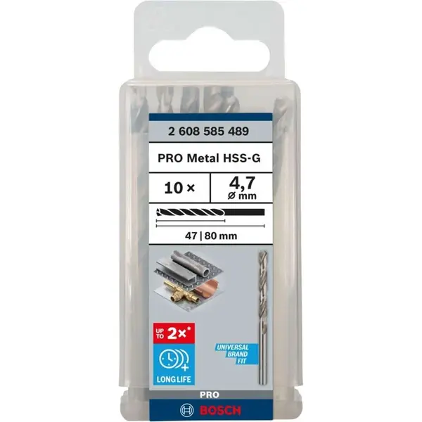 Bosch Příslušenství - Sada vrtáků do kovu, 4,7x80 mm, 10 ks 2608585489