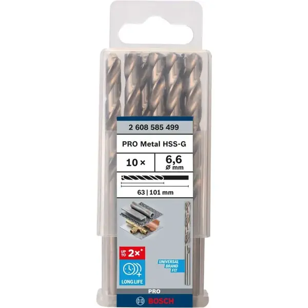 Bosch Příslušenství - Sada vrtáků do kovu, 6,6x101 mm, 10 ks 2608585499