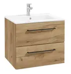 kielle Vega - Skříňka včetně umyvadla, 60x50x46 cm, 2 zásuvky, zlatý dub 50018S61