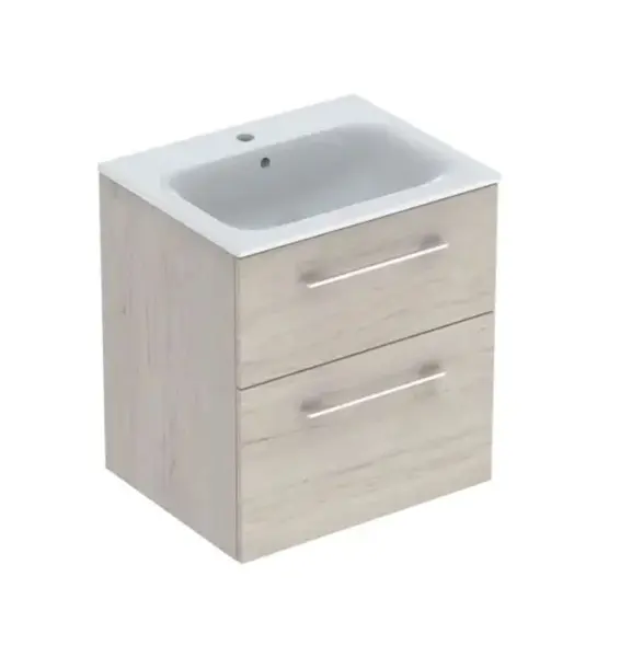 Geberit Selnova Square - Umývadlová skrinka 64x59x48 cm, s umývadlom, 2 zásuvky, svetlý orech hickory 501.239.00.1