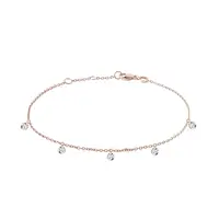 Náramek s provrtanými lab grown diamanty v růžovém zlatě KLENOTA