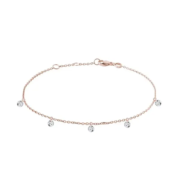 Náramek s provrtanými lab grown diamanty v růžovém zlatě KLENOTA