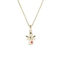 Zlatý náhrdelník s přívěskem anděla s rubínem KLENOTA