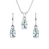 Set šperků s akvamaríny a diamanty v bílém zlatě KLENOTA