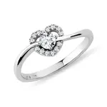 Diamantový prsteň srdce z bieleho 14 kt zlata KLENOTA